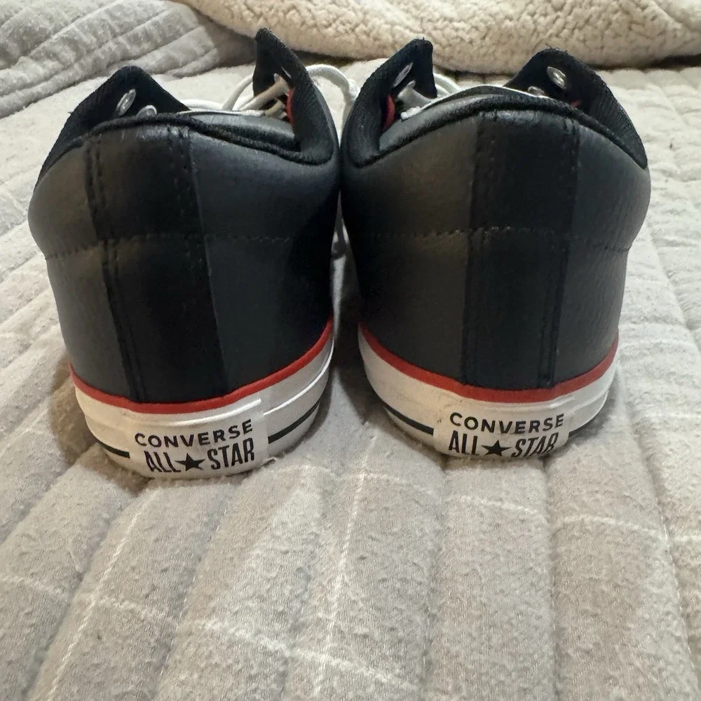 Converse All Star Street‎ All Leather Junior Size 6 Chuck Taylor Black Red Mason